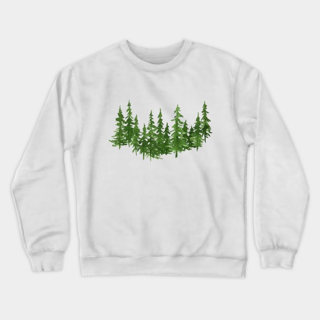 Watercolor pine trees Crewneck Sweatshirt by foxeyedaisy